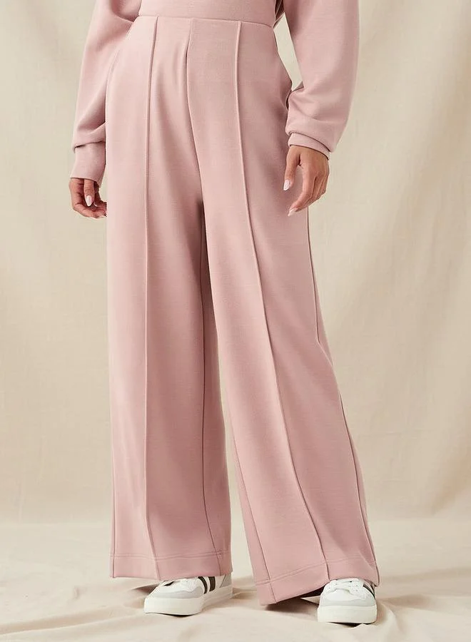 سبلاش فيڤ Regular Fit Flexi Waist Soft Touch Wide Leg Pants with Pintuck Detail